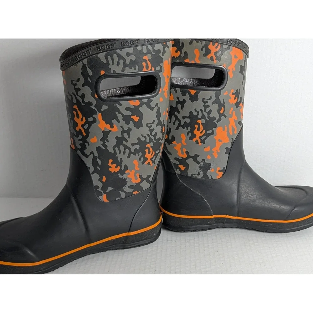 BOGS Neo Camo Waterproof Rain Boots Youth Size 6 Gray Orange Hunting